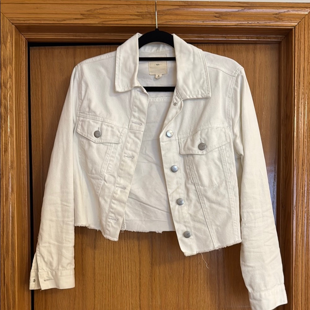 Women's Cropped White Denim Jacket